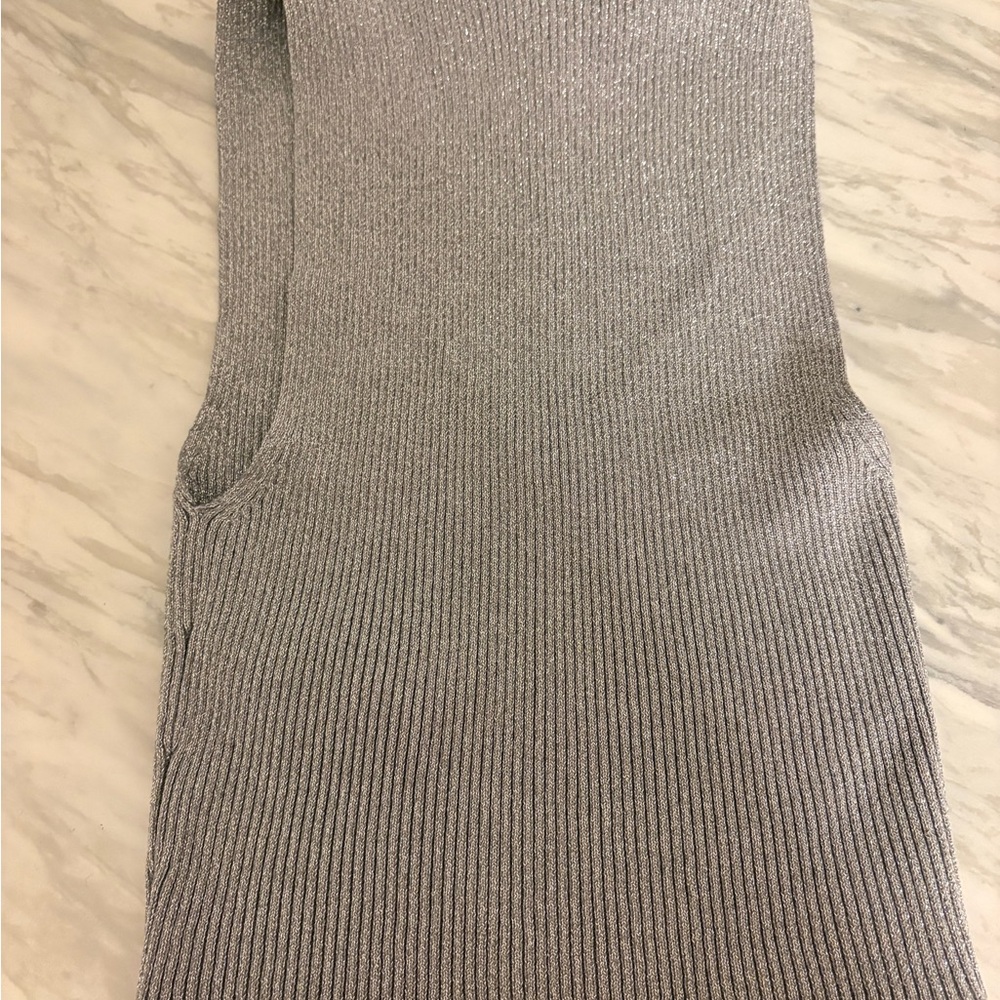 Zara Silver Ribbed Crop Top - Picture 3 of 4